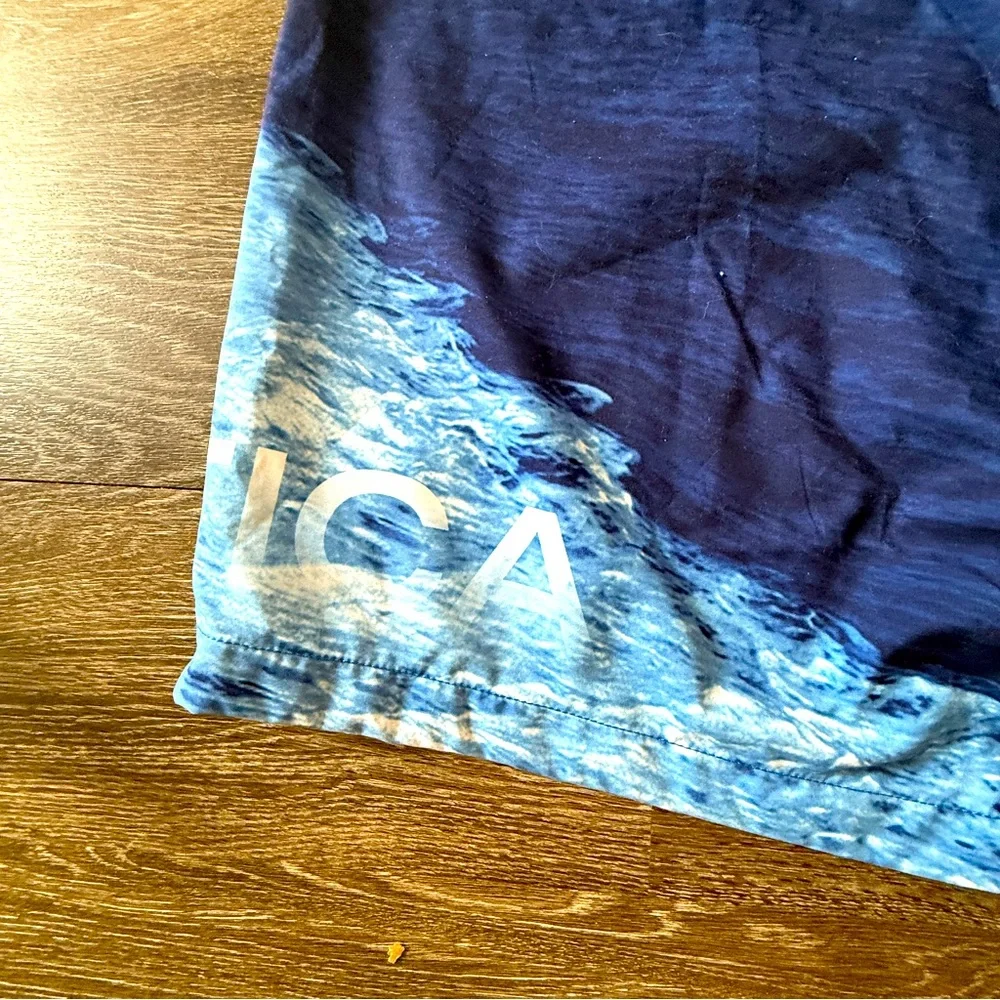 Nautica Ocean Print‎ Vacation Blue Drawstring Swim Trunks Casual Beachwear 38